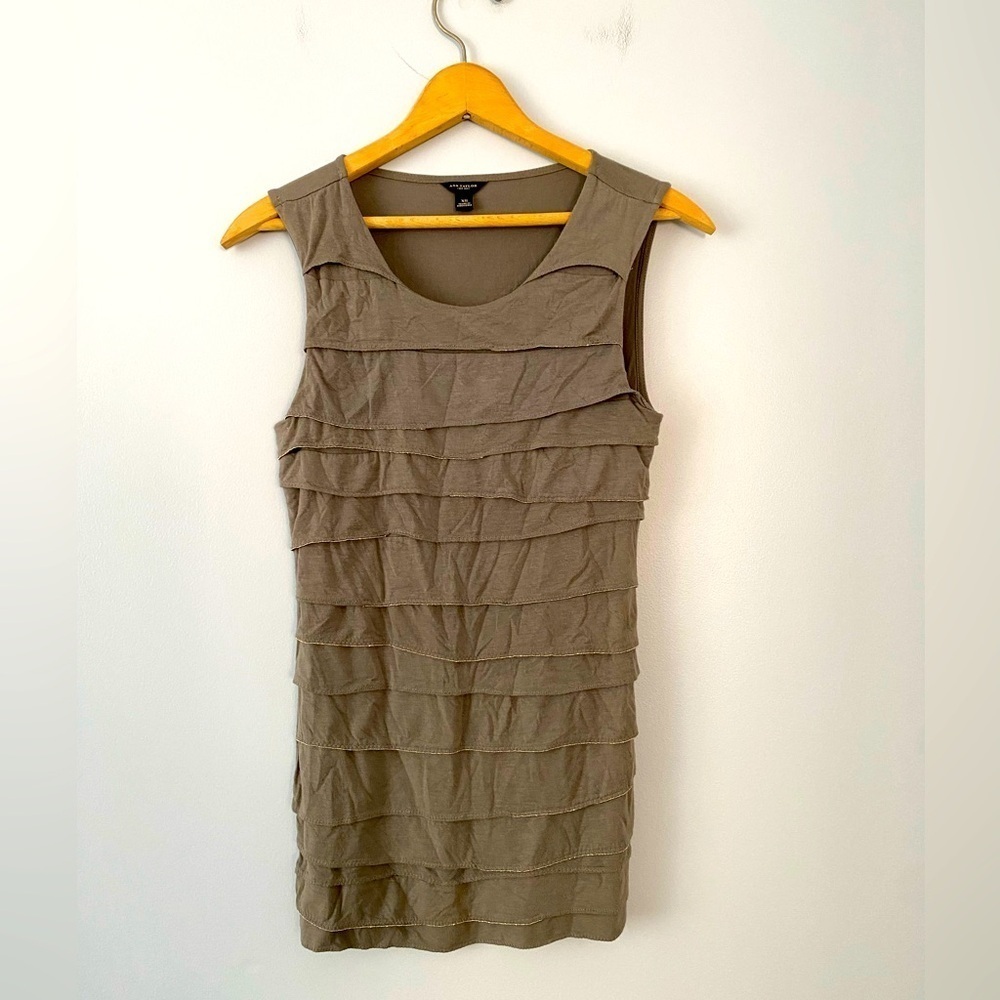 Ann Taylor Size XS Gray Sleeveless Top Micromodal Pleated Shell Tank Top